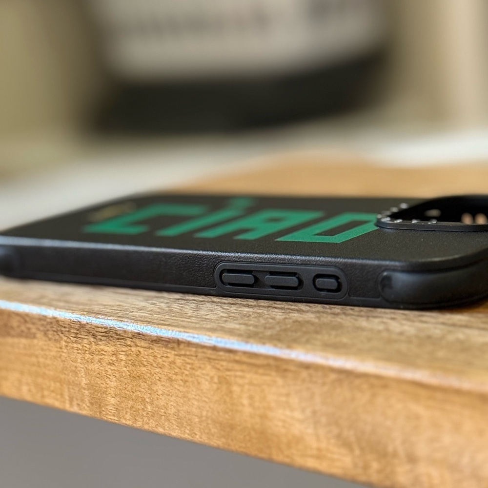 Clare V X Casetify leather phone case black with green CIAO iPhone 16 pro MAX - Picture 7 of 10